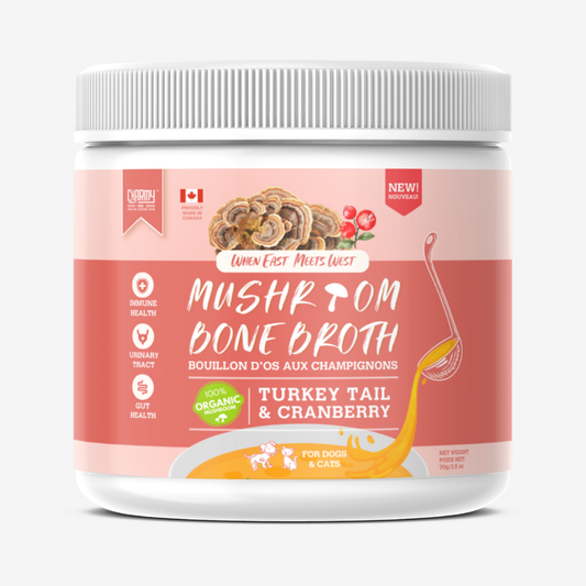 Bouillon d'os aux champignons queue de dinde et canneberge