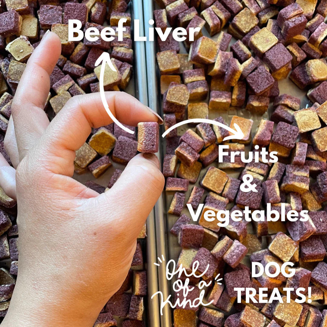 Bouchées lyophilisées au foie de boeuf et smoothie - Mauve