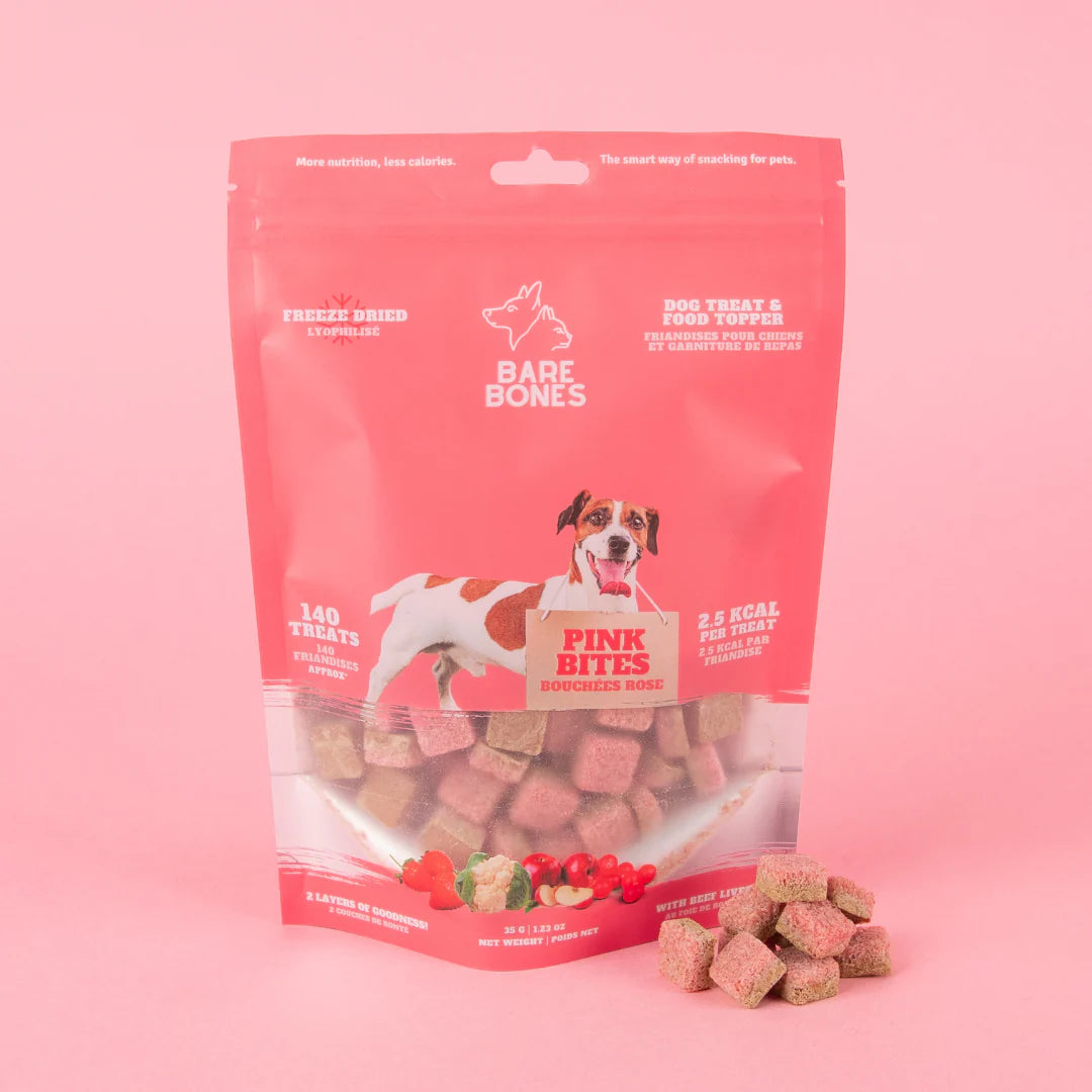 Bouchées lyophilisées au foie de boeuf et smoothie - Rose