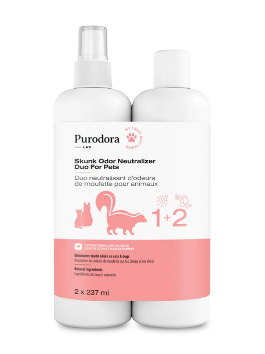 Duo neutralisant d'odeurs de moufette pour animaux - Purodora