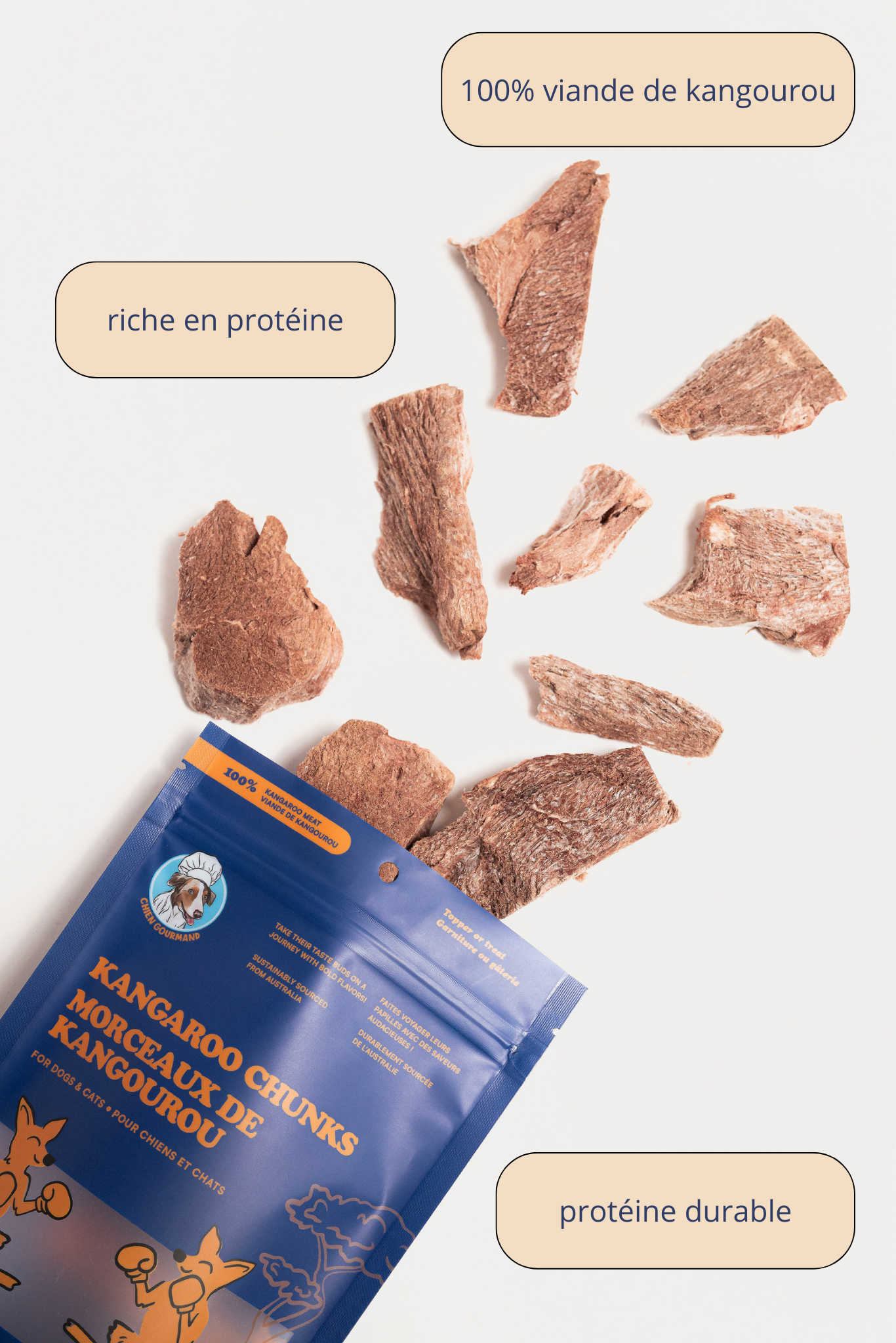 Morceaux de kangourou lyophilisés