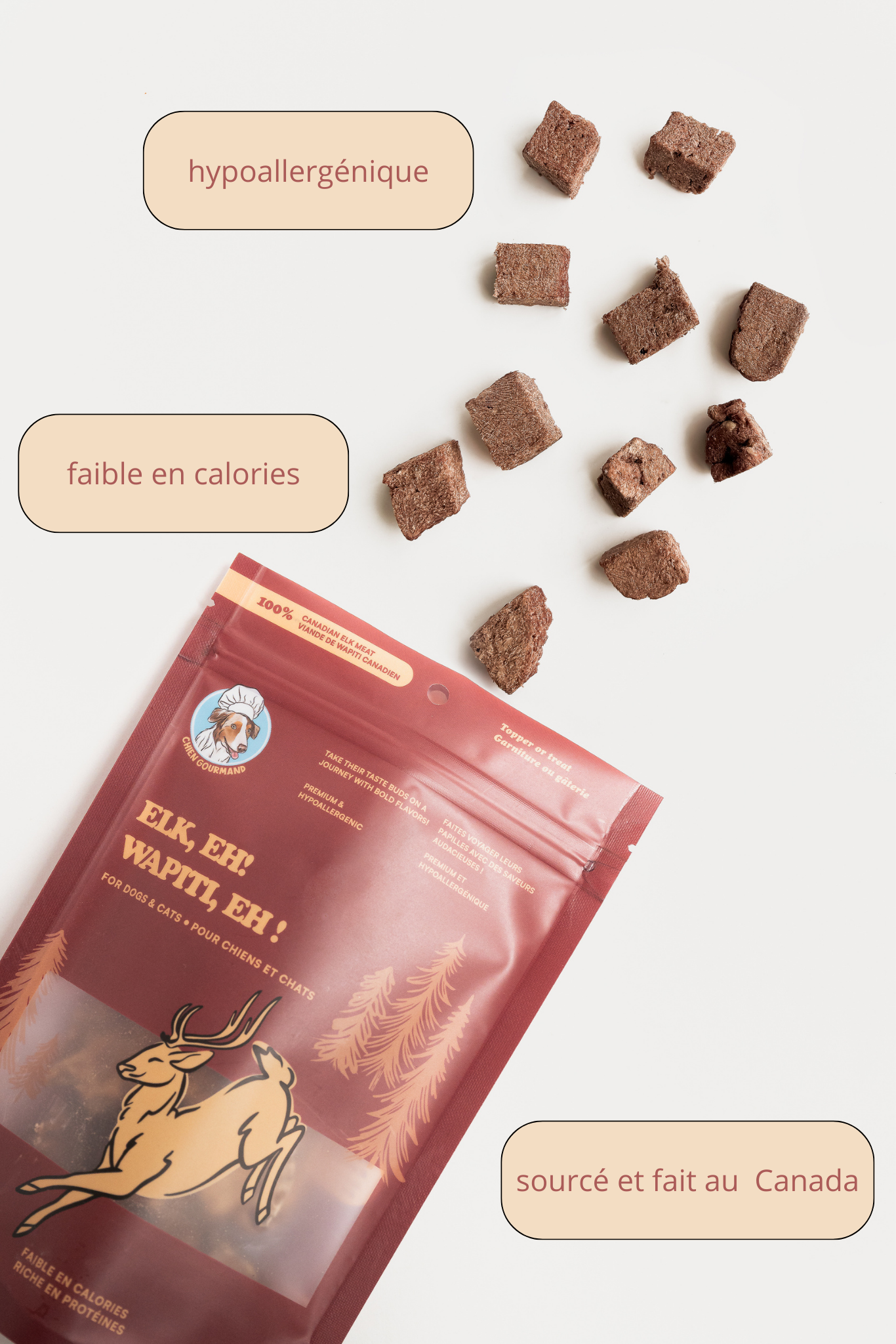 Morceaux de wapiti lyophilisés