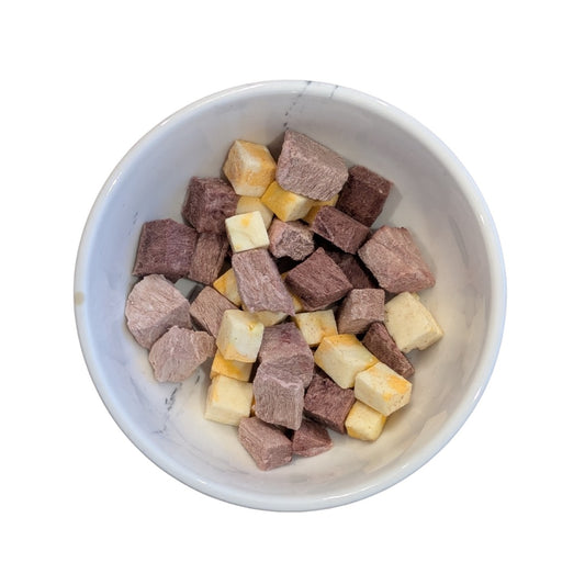 Mélange de boeuf et fromage lyophilisé